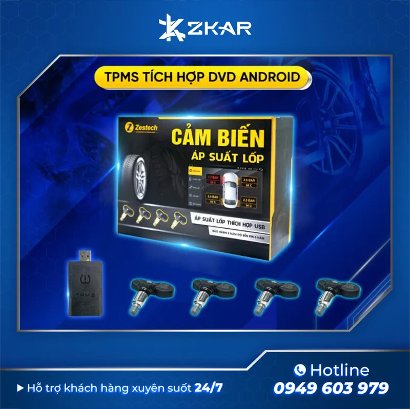 Lợi ích cảm biến áp suất lốp tích hợp màn hình android của Zestech