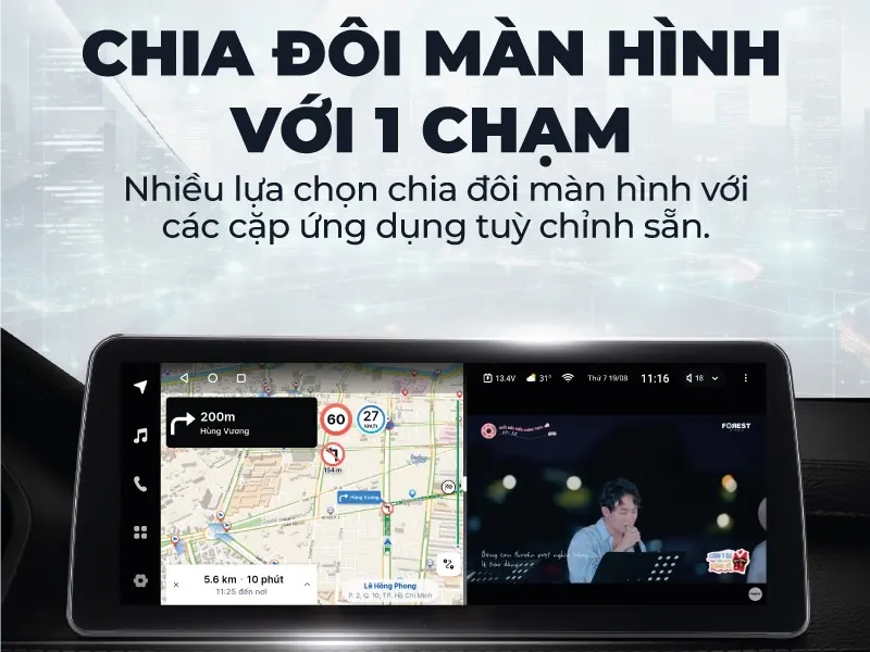 Màn hình lux one hỗ trợ chia đôi màn hình chỉ với 1 chạm