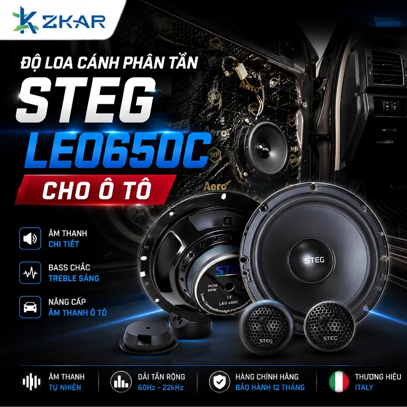 Độ Loa cánh phân tần STEG LEO650C Cho Ô Tô