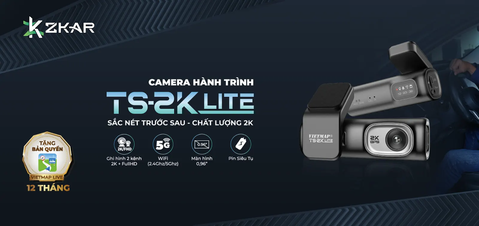 Camera ghi hình 2k sắc nét trước sau ts-2k lite