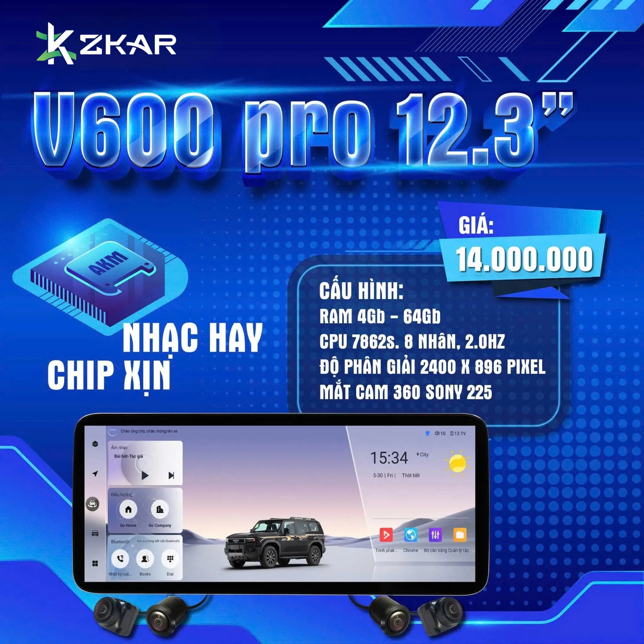 Bảng Giá Độ Màn Hình Vincar V600 Pro - ZKAR AUTO