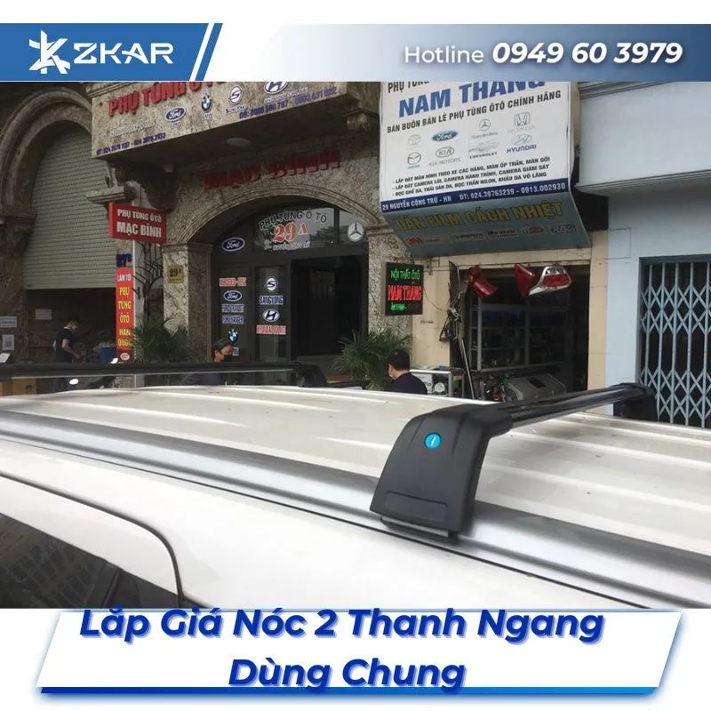 Lắp Đặt Giá Nóc 2 Thanh Ngang Dùng Chung Tại TPHCM
