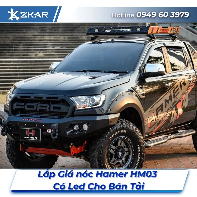 Lắp Đặt Giá Nóc Hamer HM03 Có Led Cho Bán Tải Tại TPHCM