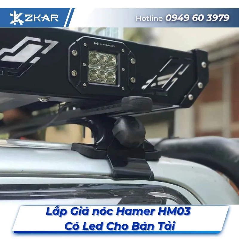 Lắp Đặt Giá Nóc Hamer HM03 Có Led Cho Bán Tải Tại TPHCM