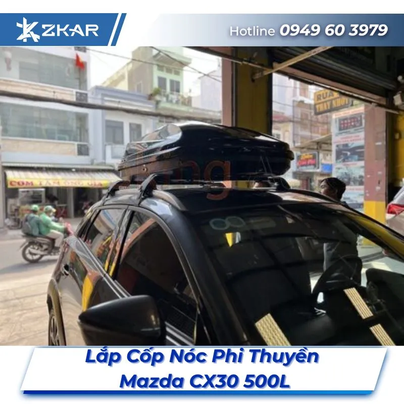Lắp Đặt Cốp Nóc Phi Thuyền Mazda CX30 500L Tại TPHCM