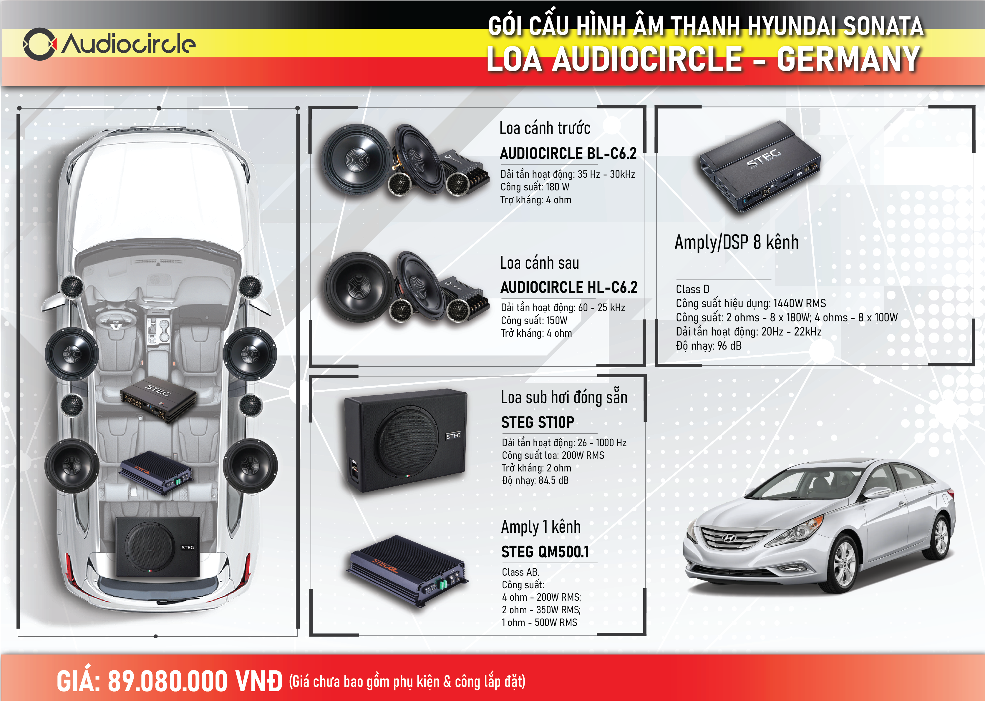 Combo loa Audiocircle xe Sonata