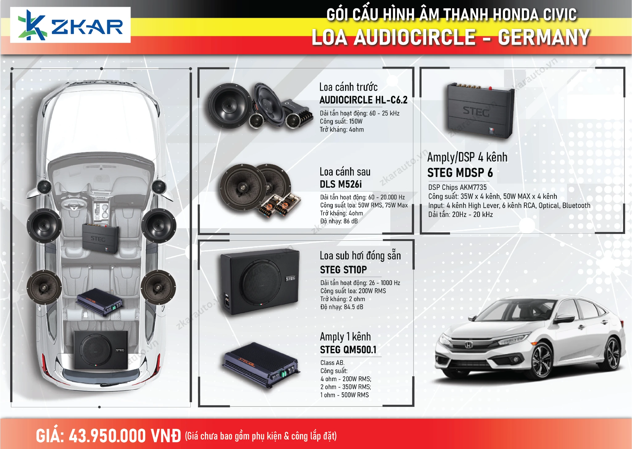 Combo loa Audiocircle xe Civic