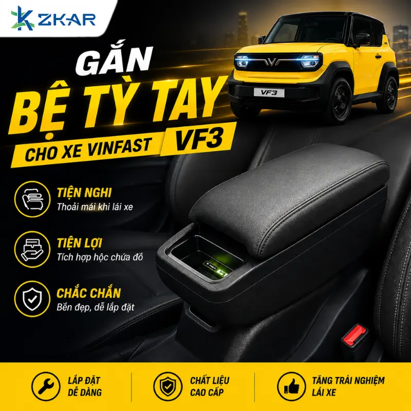 Gắn Bệ Tỳ Tay Cho Xe VinFast VF3
