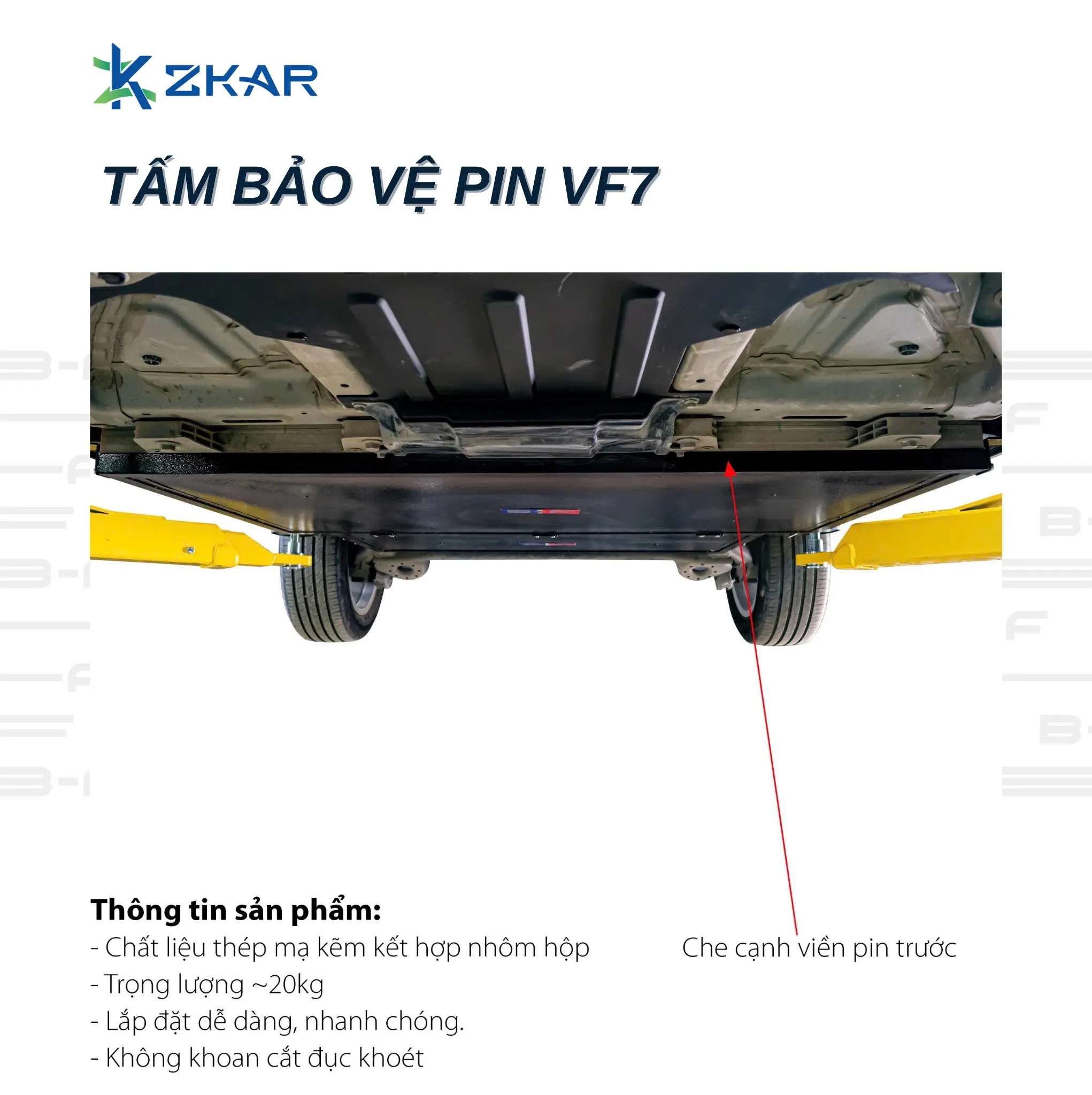 Các chi tiết của tấm bảo vệ pin cho VF7