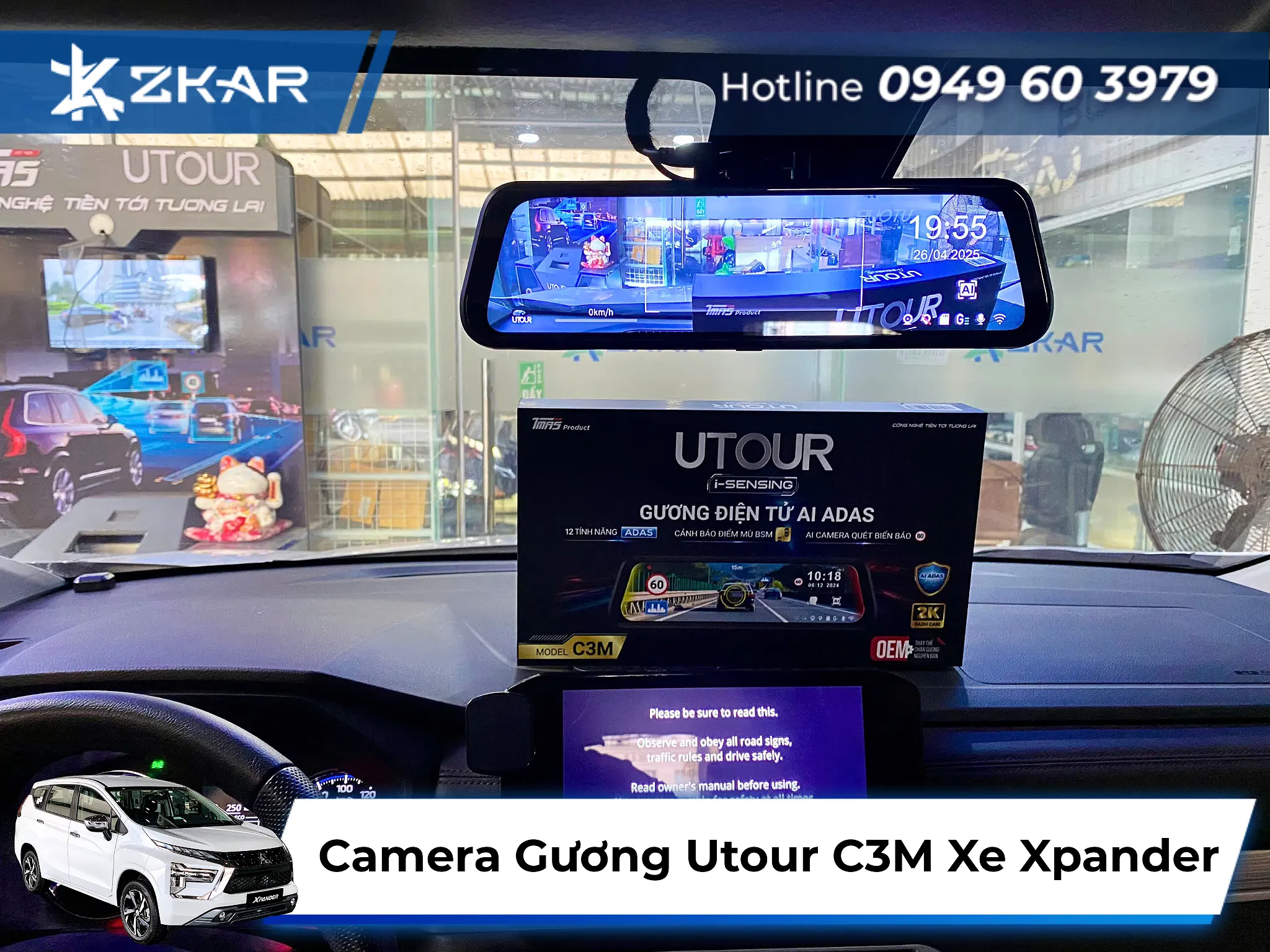 Gắn Camera Gương Utour C3M Cho Xe Xpander