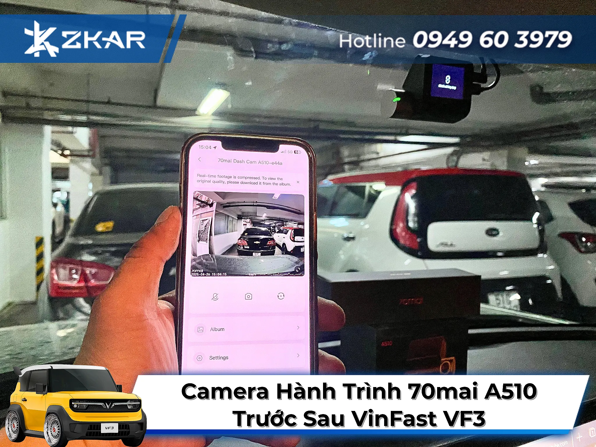 Camera Hành Trình 70mai A510 Trước Sau Cho VinFast VF3