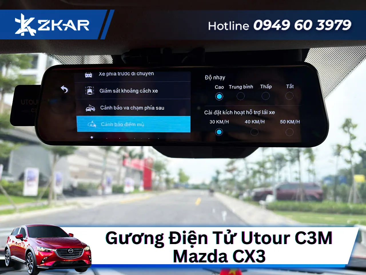 Cảnh báo điểm mù camera hành trình c3m cho xe mazda cx-3