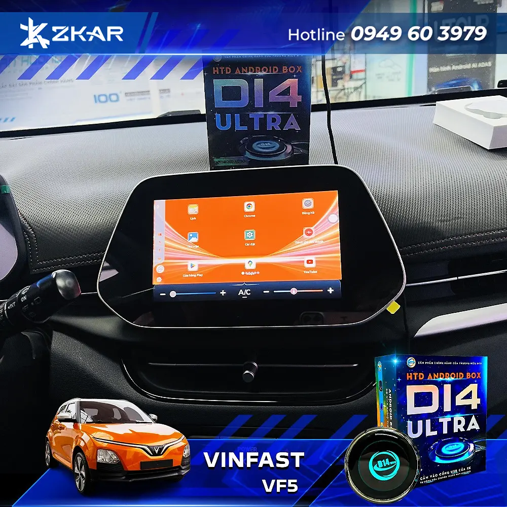 ZKar Auto - Gắn Android Box HTD D14 Ultra VF5