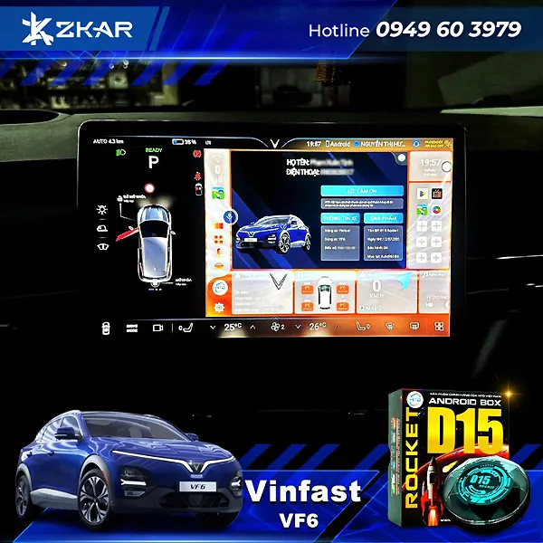 Android Box D15 Rocket Cho xe điện VF6