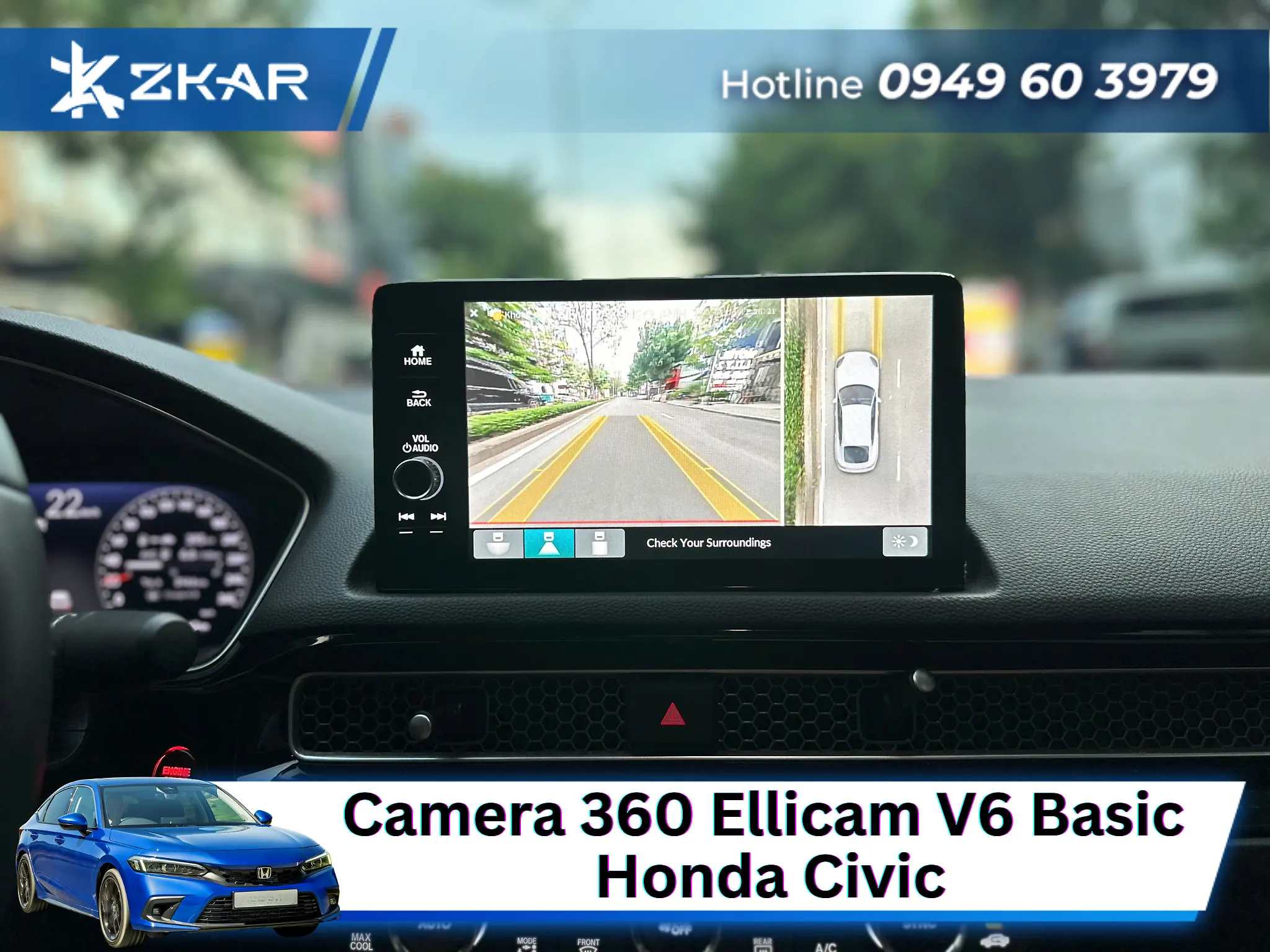 Giá Lắp Camera 360 Ellicam V6 Basic Cho Honda Civic