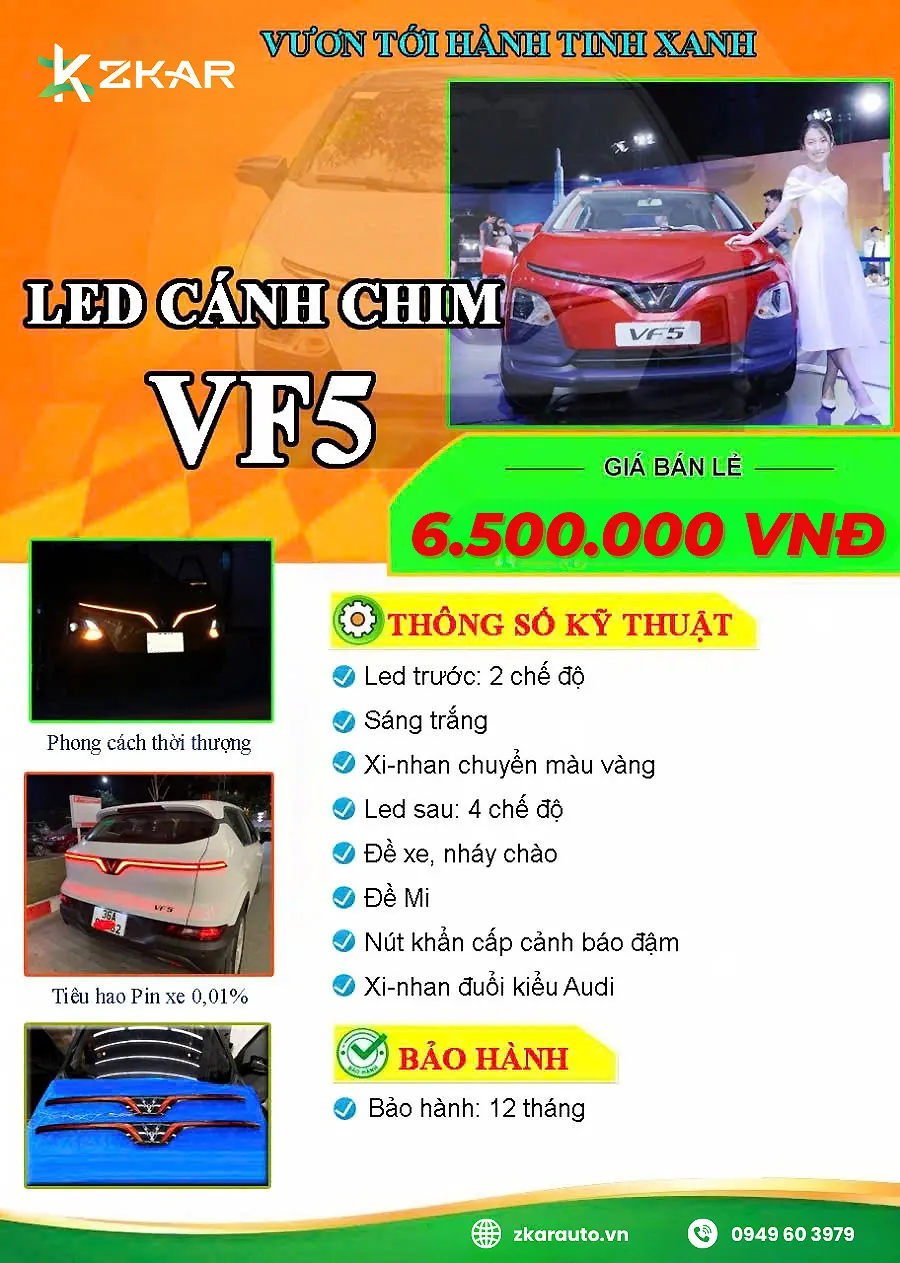 Bảng giá độ đèn led cánh chim trước sau