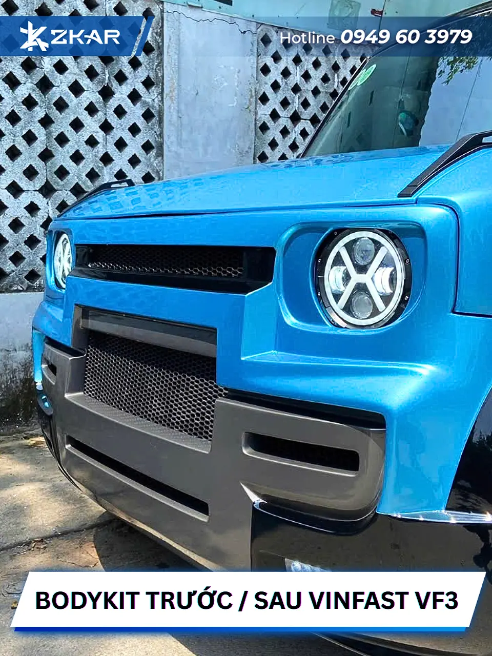 Bodykit xe điện VF3 màu xanh dương