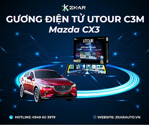 Lắp Gương Điện Tử Utour C3M Cho Xe Mazda CX3