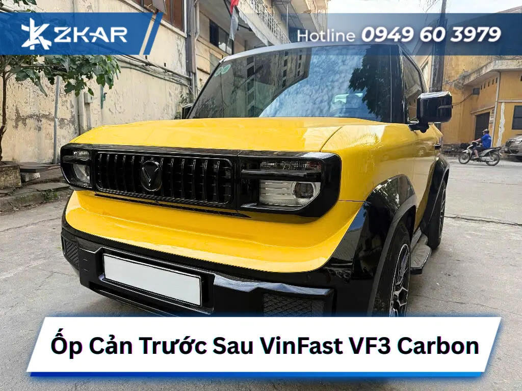 Ốp Cản Trước Sau VinFast VF3 Carbon Đen Mờ & Đen Bóng