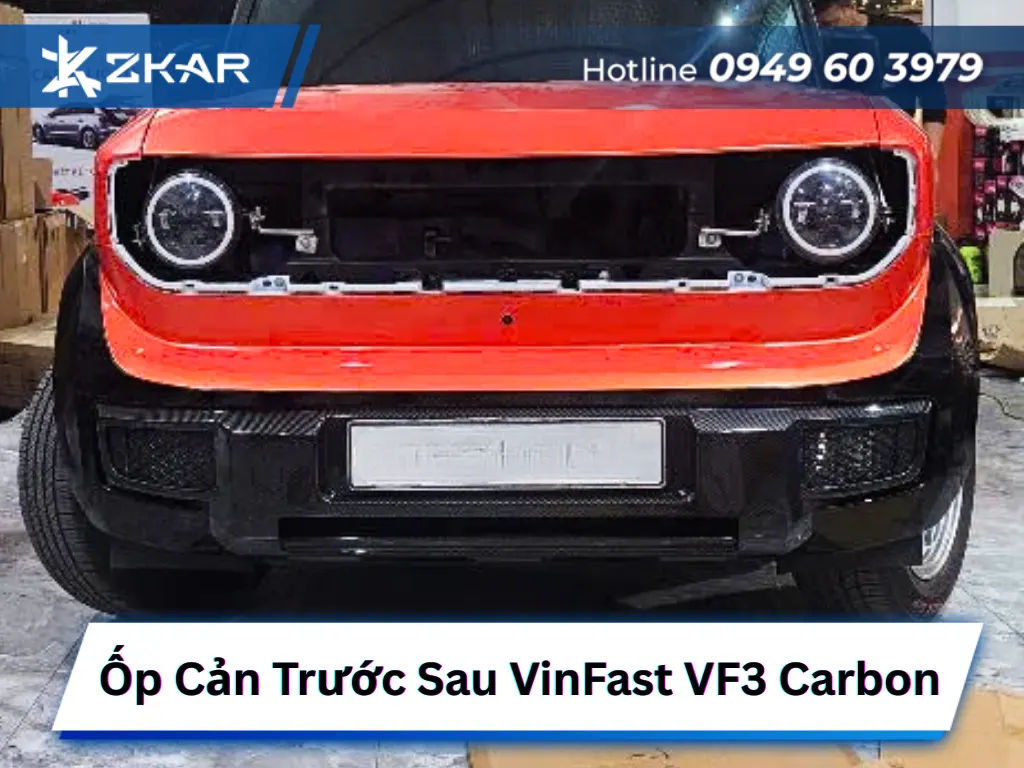 Bảng Giá Ốp Cản Trước Sau VinFast VF3 Carbon Đen Mờ & Đen Bóng