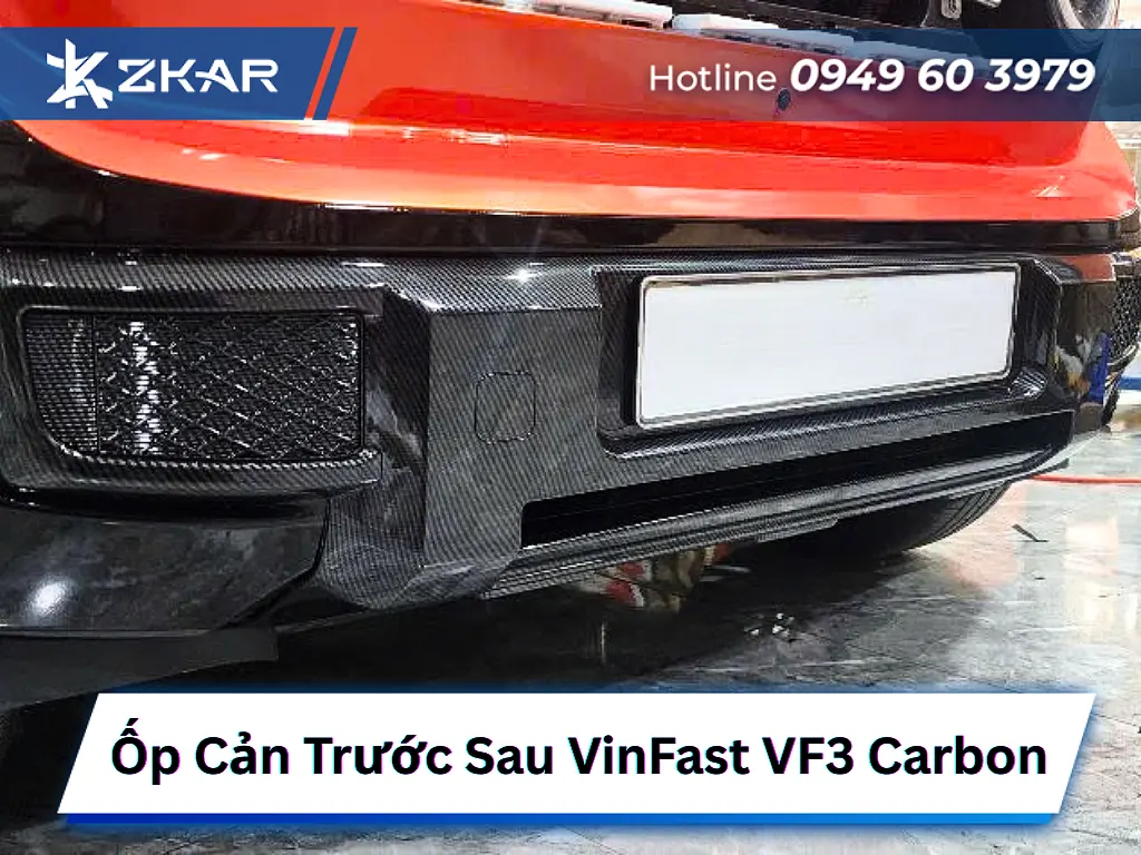 Địa Chỉ Lắp Ốp Cản Trước Sau VinFast VF3 Loại Carbon (Đen Mờ và Đen Bóng) Uy Tín Tại TP.HCM