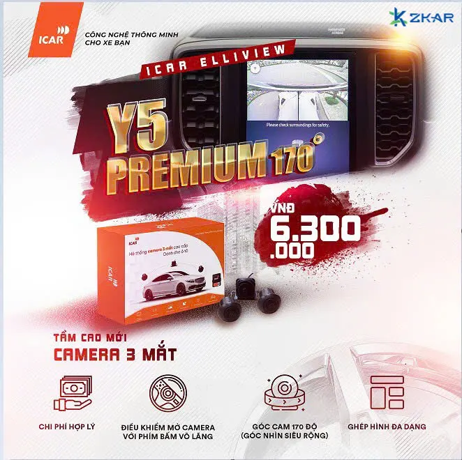 Bảng Giá Lắp Camera 3 Mắt ICAR Elliview Y5 Premium 170°