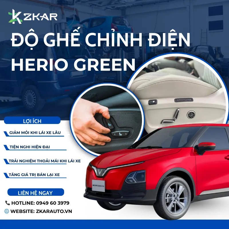 Độ Ghế Chỉnh Điện Xe VinFast Herio Green