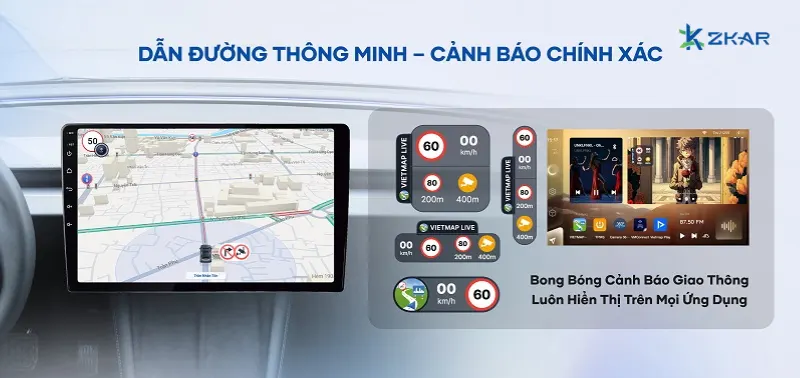 Teyes cc3l lite dẫn đường thông minh và cảnh báo giao thông chính xác