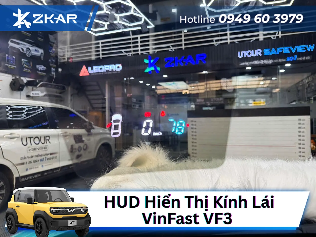 ZKar Auto - Địa Chỉ Gắn HUD Cho VinFast VF3 Tại TP.HCM
