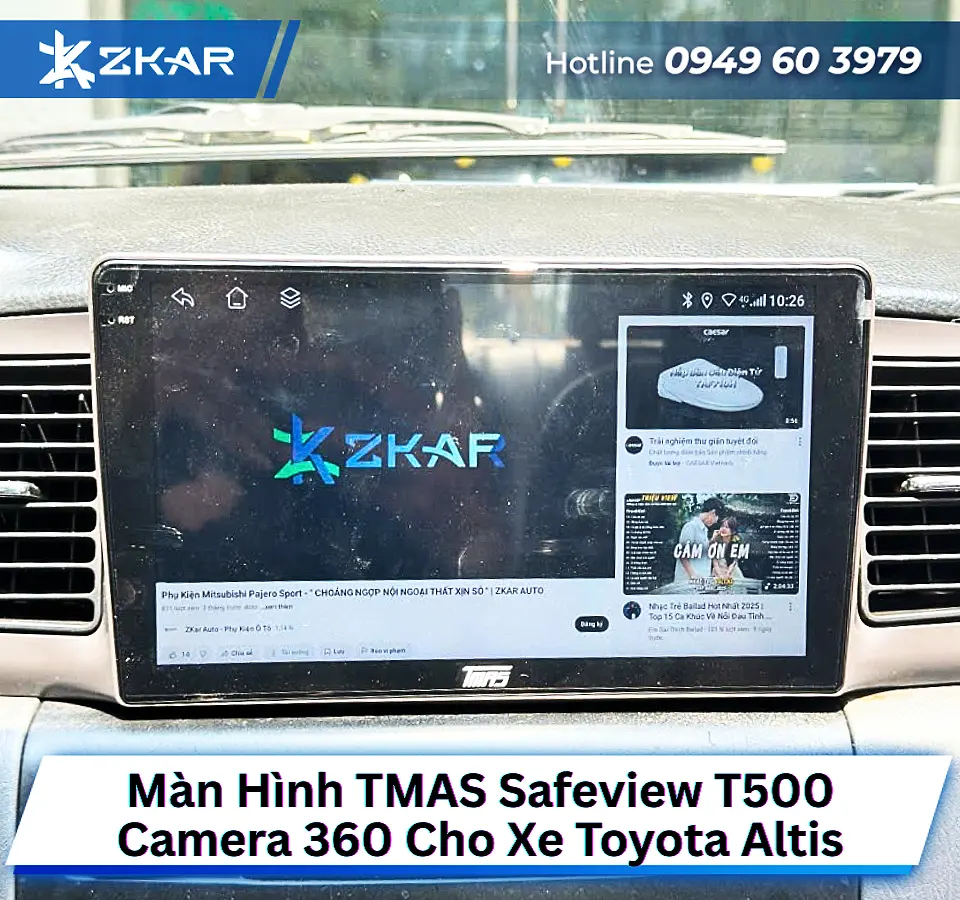 Địa Chỉ Lắp Màn Hình Liền Camera 360 TMAS Safeview T500 MAX Cho Xe Toyota Altis