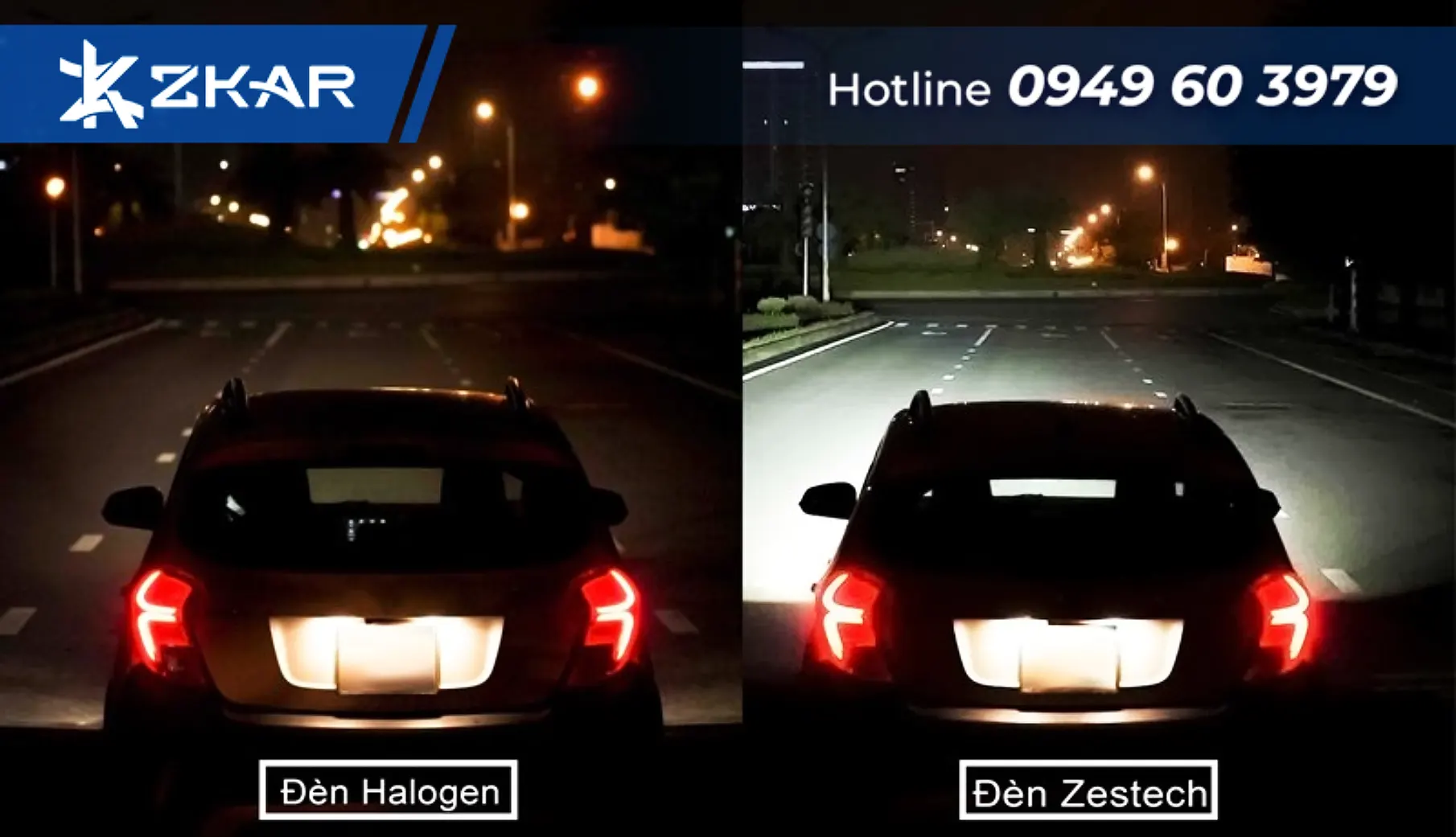 So sánh hiệu quả chiếu sáng vượt trội của đèn Zestech và Halogen