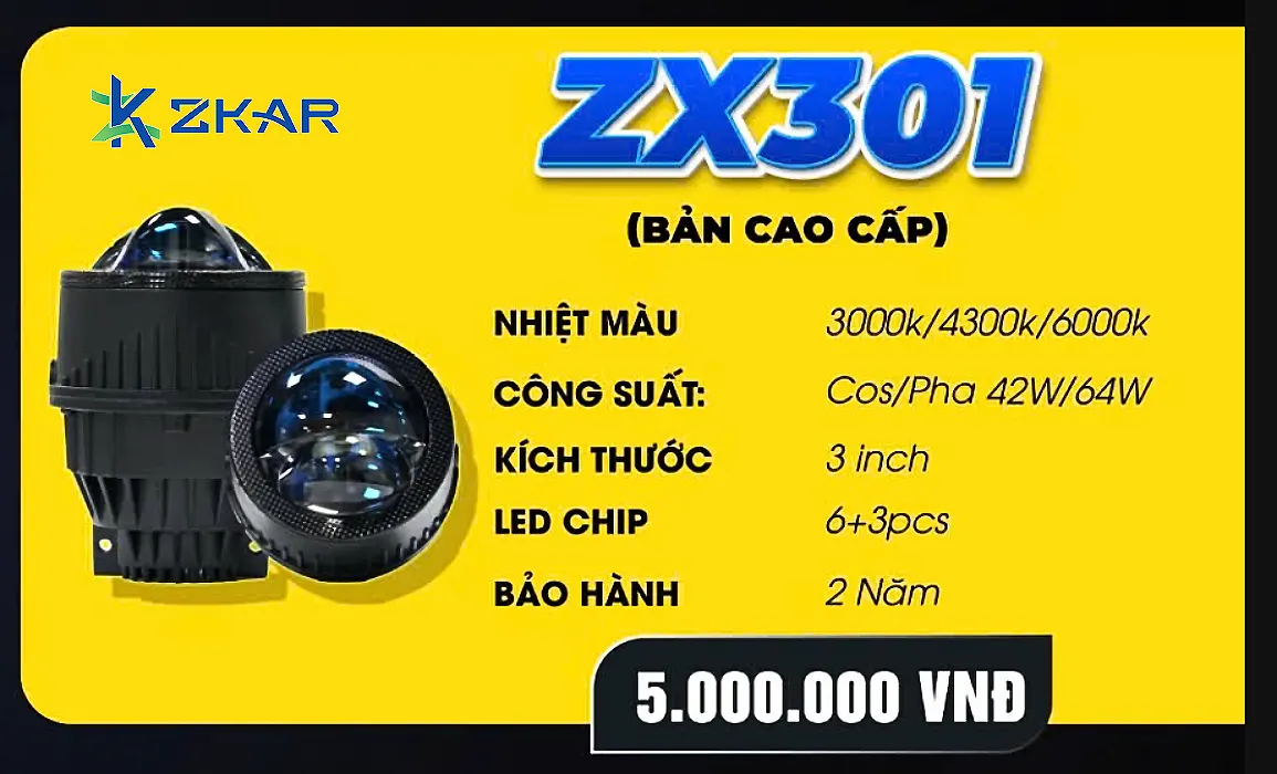 Bảng Giá Đèn Bi Gầm ZX301 Cao Cấp Tại ZKar Auto