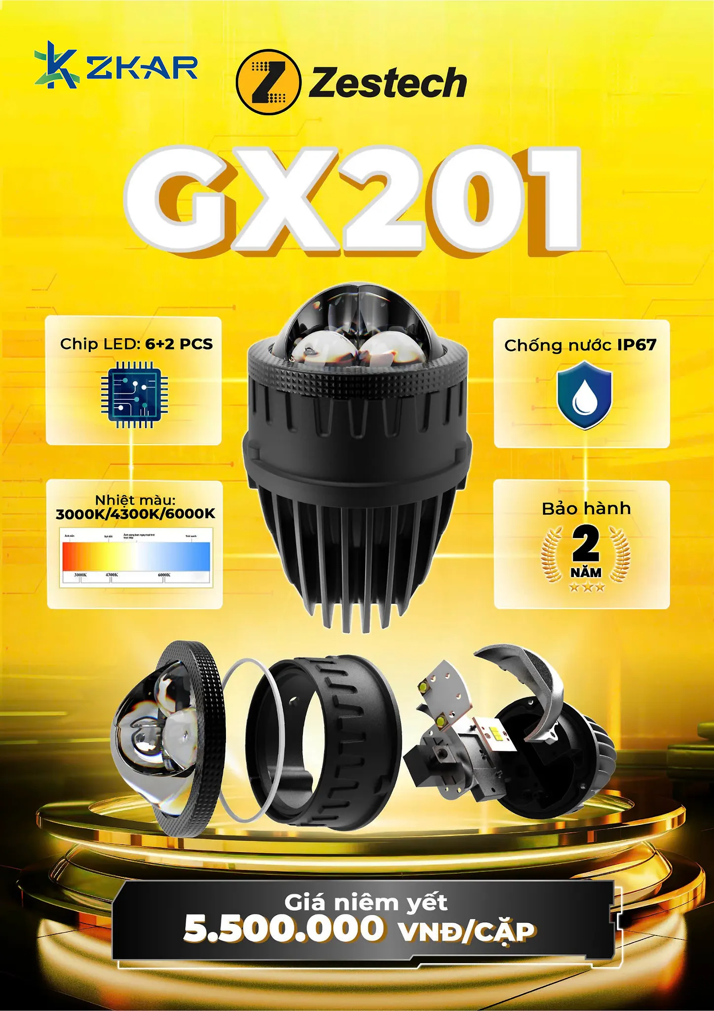 Bảng Giá Lắp Đặt Đèn Bi Gầm Zestech GX201