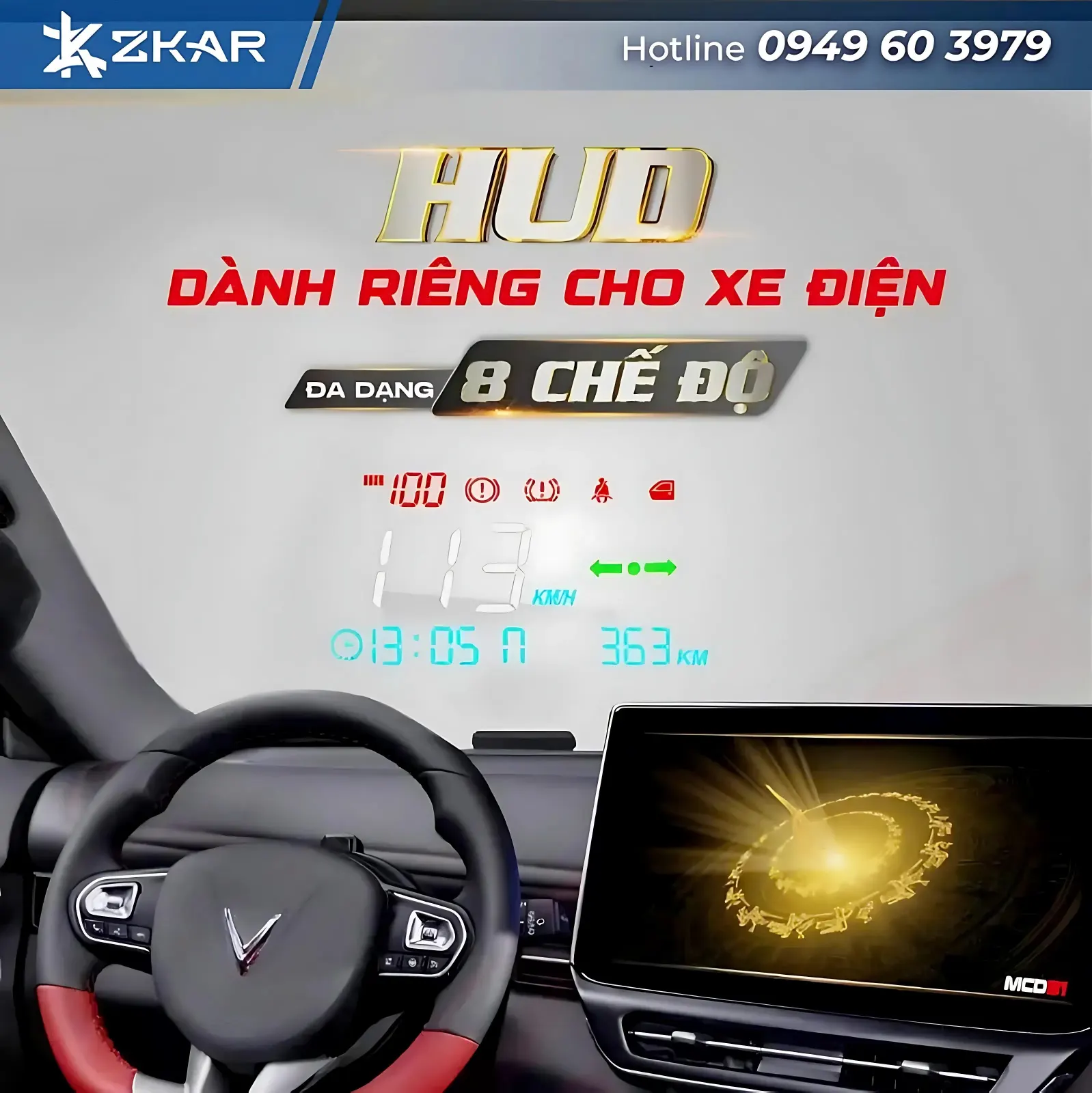 Màn Hình HUD Kính Lái VinFast Limo Green