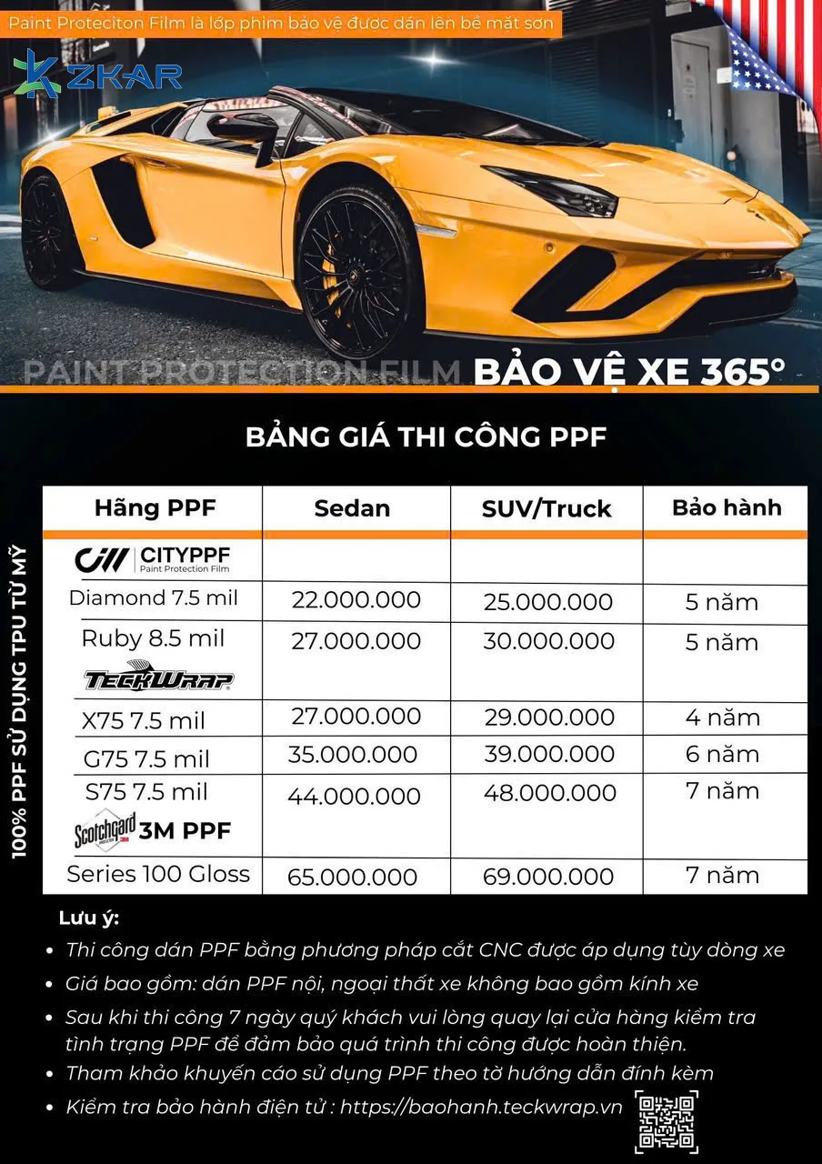 Bảng giá Phim PPF Teckwrap Mới Nhất