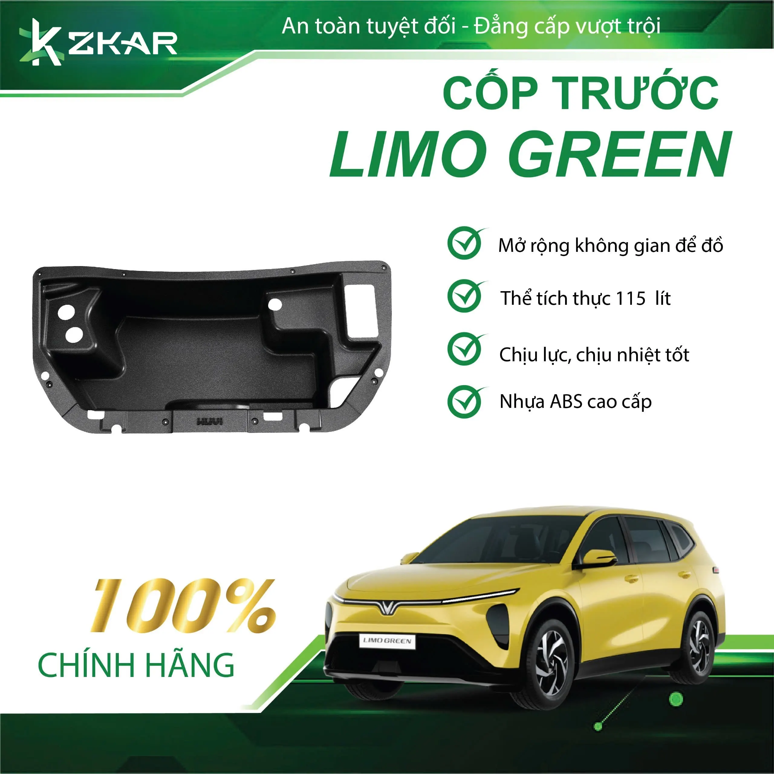 Địa chỉ lắp cốp trước 115L uy tín cho xe vinfast limo green