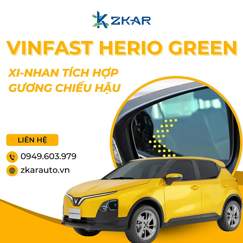 Độ Gương Điện Tích Hợp Xi-Nhan Cho VinFast Herio Green