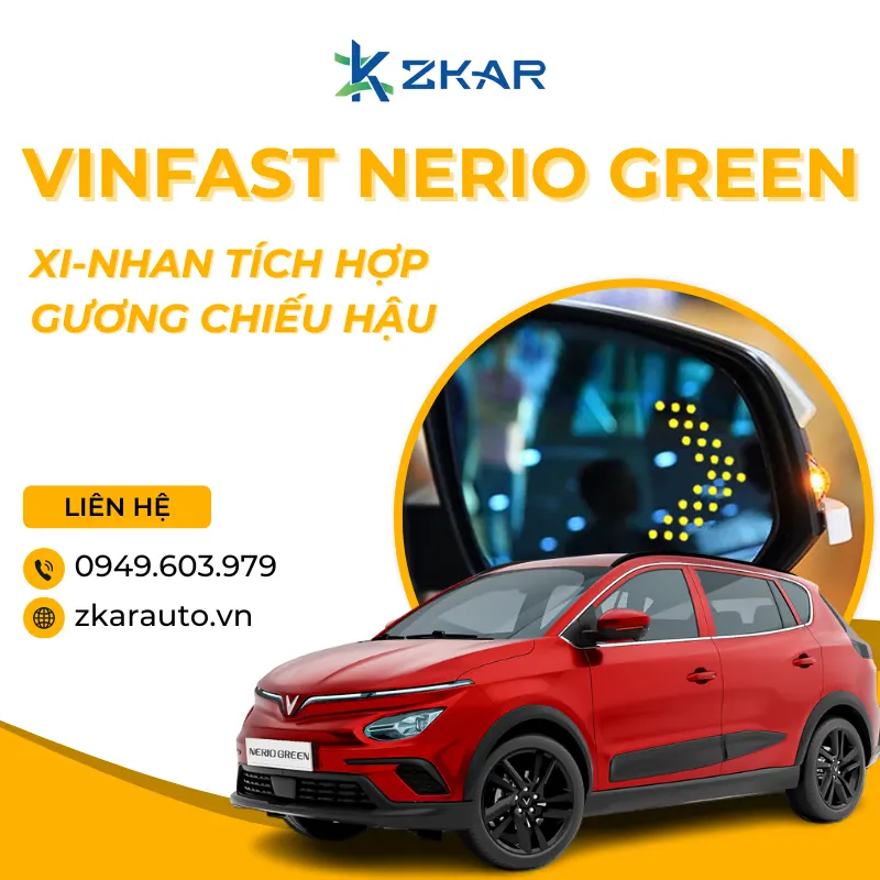 Độ Gương Điện Tích Hợp Xi-Nhan Cho VinFast Nerio Green