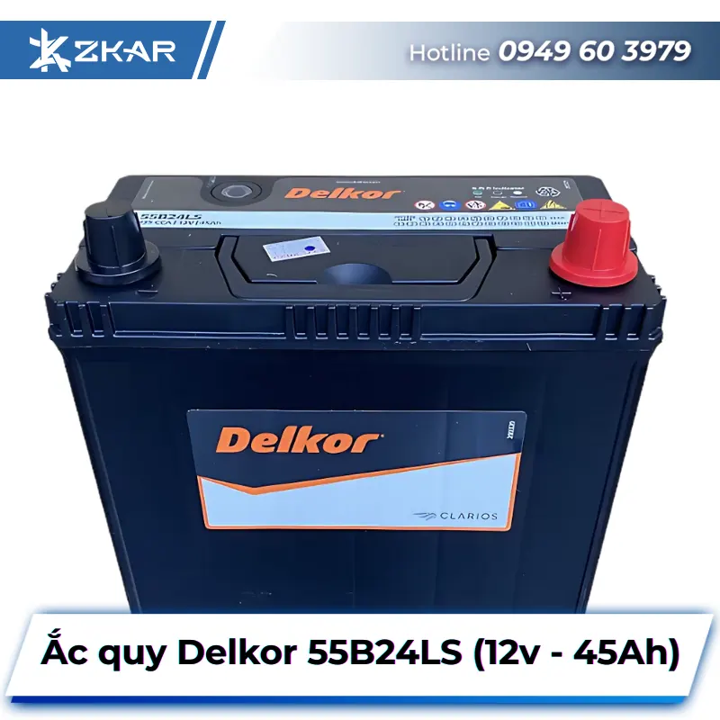Ắc quy Delkor 55B24LS (12V – 45Ah) cho Toyota Vios