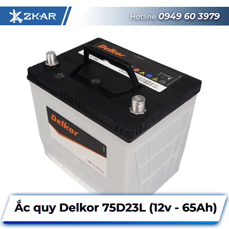 Ắc quy Delkor 75D23L (12V – 65Ah) dành cho CX-5