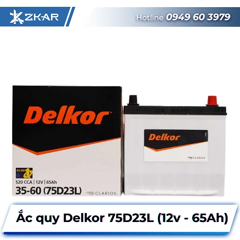 Ắc quy Delkor 75D23L (12V – 65Ah)