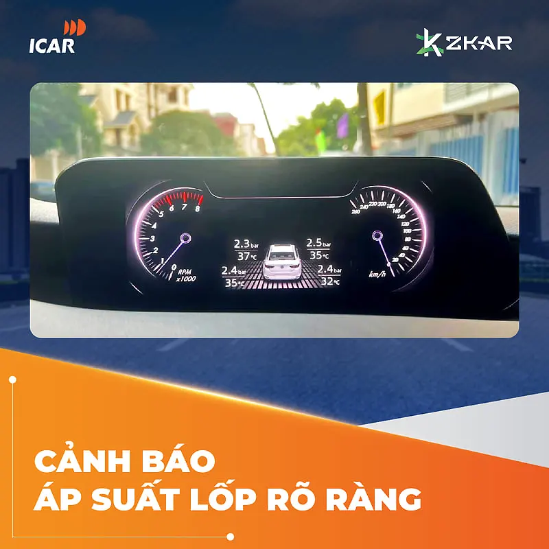 Cảm biến áp suất lốp hiển thị thông số ngay trên điện thoại
