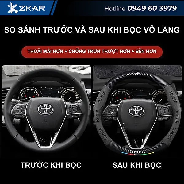 Bọc vô lăng da cao cấp cho xe Yaris Cross – sang trọng, tinh tế và thoải mái khi cầm lái