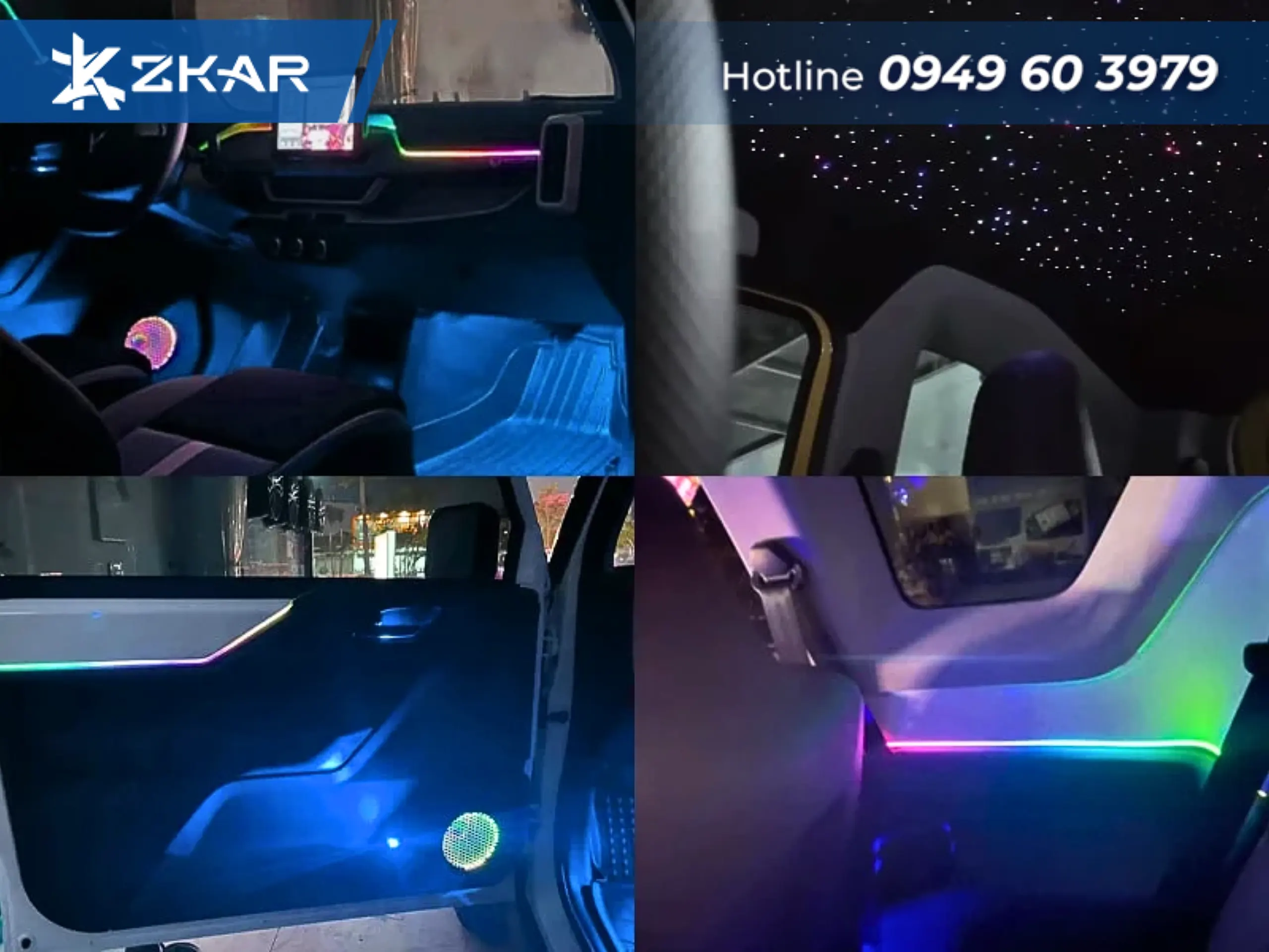 Đèn led nội thất xe limo green