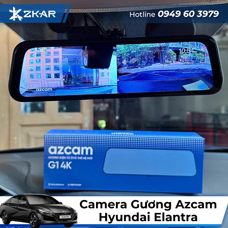Gắn Camera Gương Azcam Xe Hyundai Elantra