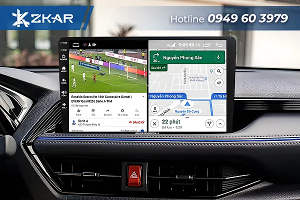 Màn hình Android xe Toyota Yaris Cross 2K – hỗ trợ bản đồ, giọng nói và giải trí đa phương tiện