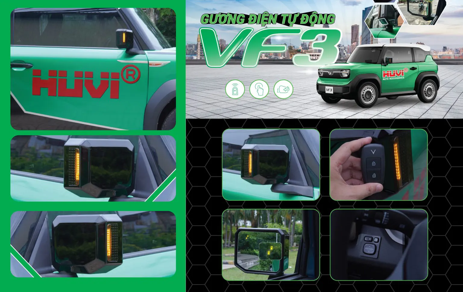 Địa chỉ lắp gương gập điện tự động cho VF3 tại TPHCM