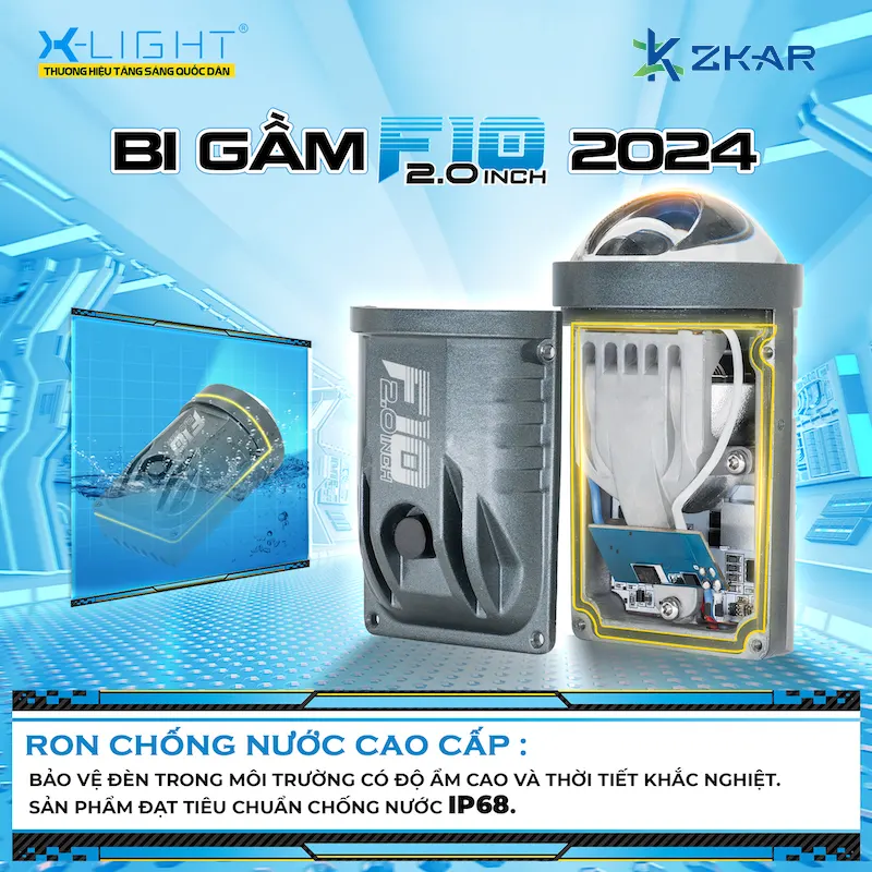 Bi gầm x-light f10 2,0 2024 có ron chống nước cao cấp