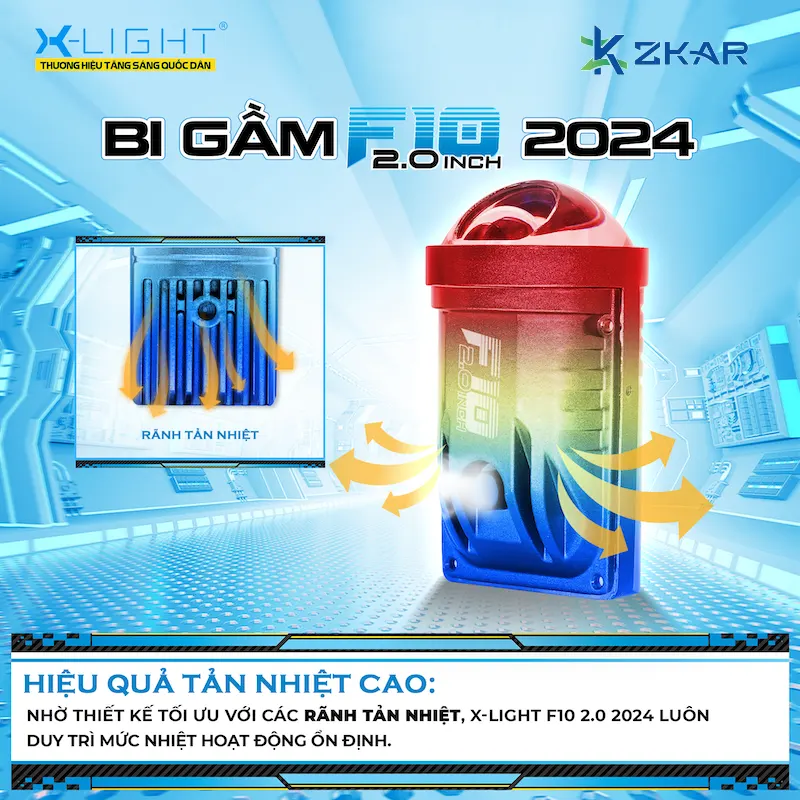 Bi gầm x-light f10 tối ưu tản nhiệt