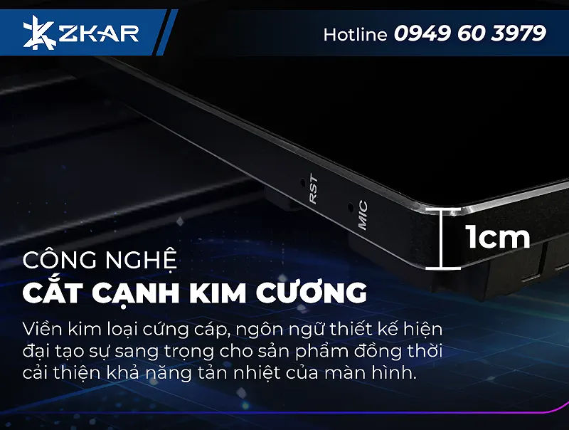 Các góc viền màn hình teyes 2k max 360 được cắt cánh kim cương sang trọng